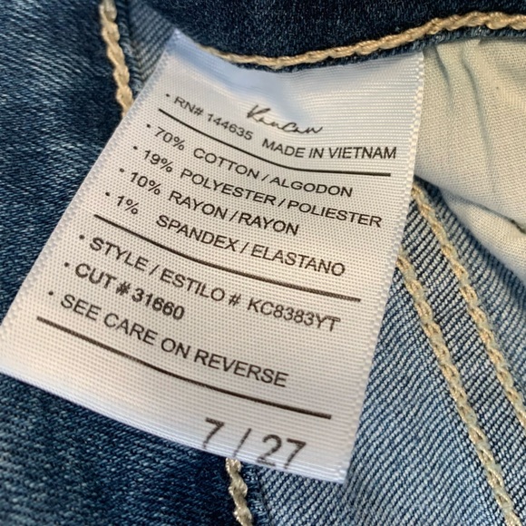 Kancan Distressed Blue Jeans (Size 7/27) 5 pockets with ragged/shredded hem - Picture 10 of 10